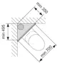 Schematische Darstellung einer Modulbefestigung für variable Eckmontage, gezeigt in einem technischen Diagramm mit klaren Abmessungen und Anordnungselementen von TECE.